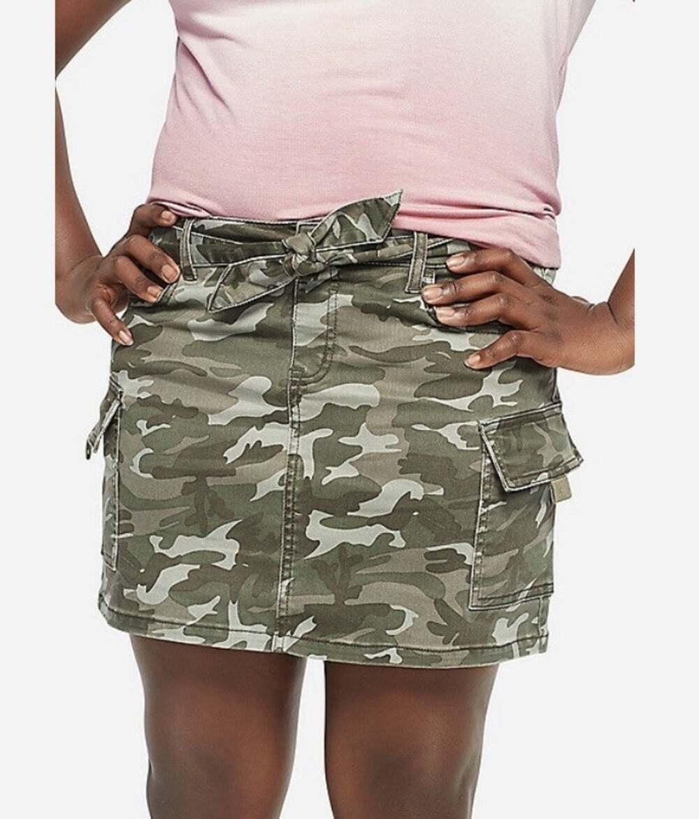 Justice Girl’s Green Camo Camouflage Jean Skirt 10